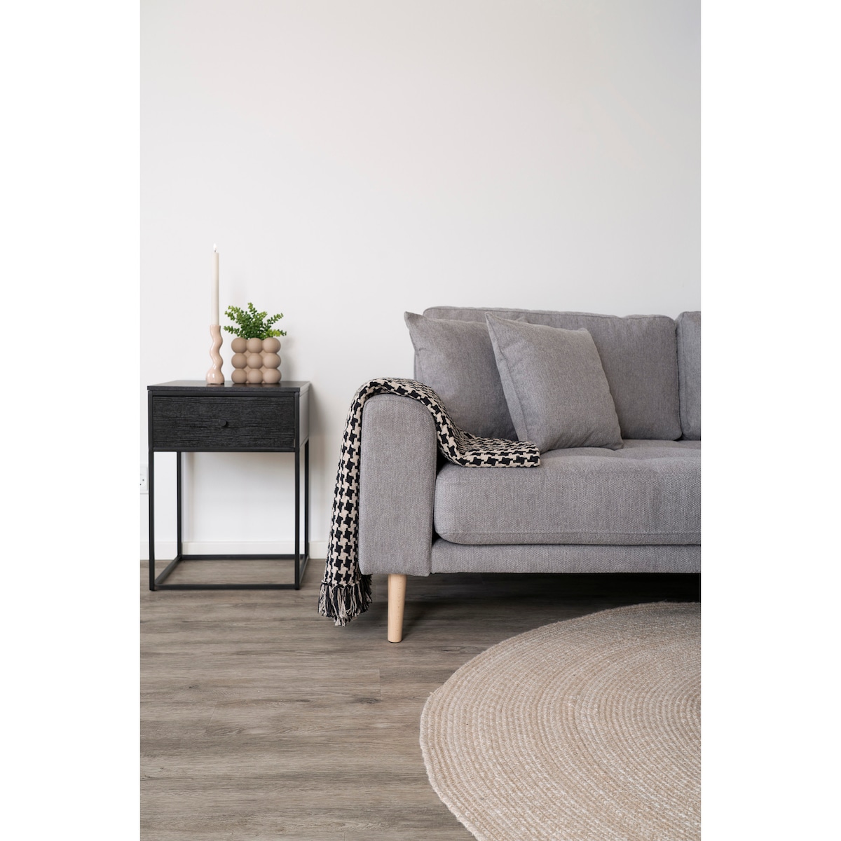 Pled Side bawełniany czarno‑biały 130x180 klasyczny do salonu