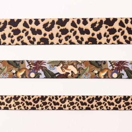 Smycz przepinana z amortyzatorem dla psa lub kota "Pan tera mi kupi" PANTERKĄ DO GÓRY - Szerokość taśmy: 25mm, Rozmiar: L oraz Rodzaj: Duży karabinek