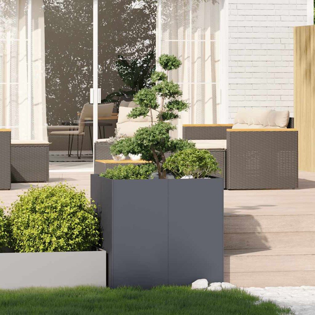 vidaXL Doniczka Antracyt 80x80x80 cm Stal