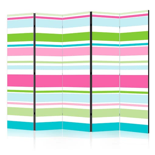 Parawan dwustronny Tła i desenie 225x172 cm 5-częściowy biały