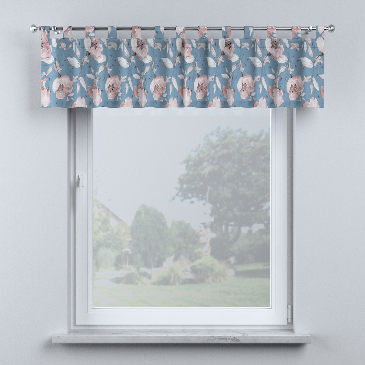 Lambrekin na szelkach 390x40 niebiesko-różowy