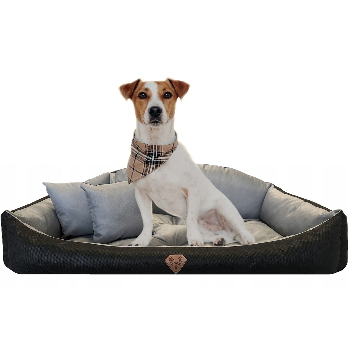 Legowisko Dla Psa Kanapa Posłanie Muszla 100X75 Cm Wodoodporne Poduszki Pikowane Szare