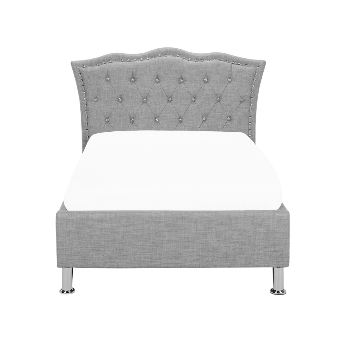 Łóżko z pojemnikiem tapicerowane 90 x 200 cm szare METZ