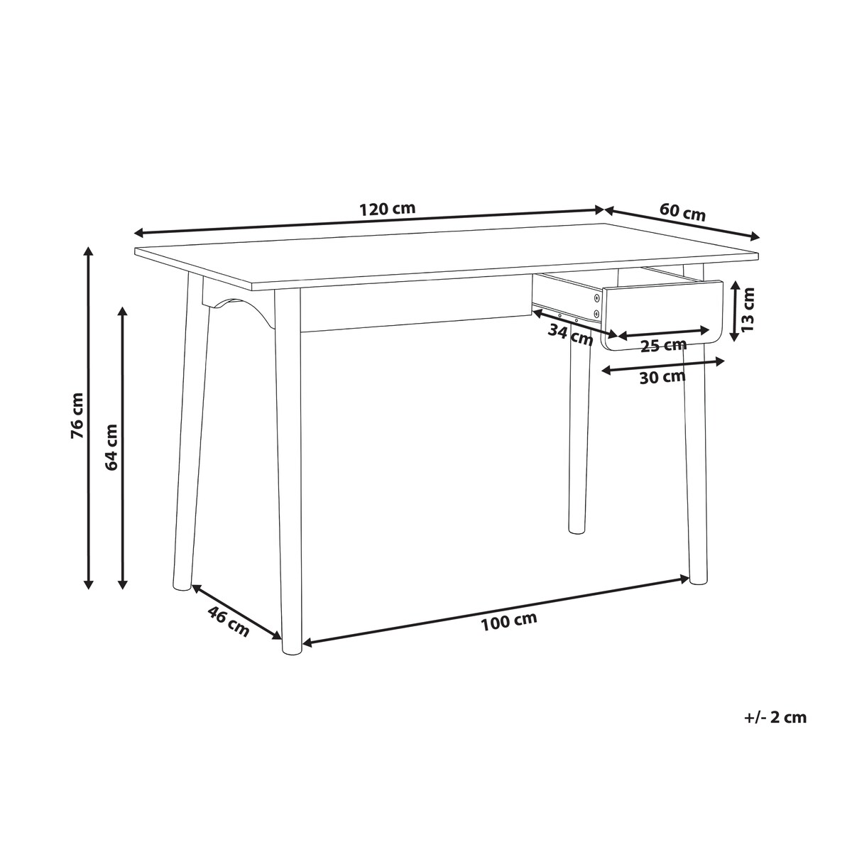 Biurko VITRION Jasny brąz/ biały 120 cm 60 cm