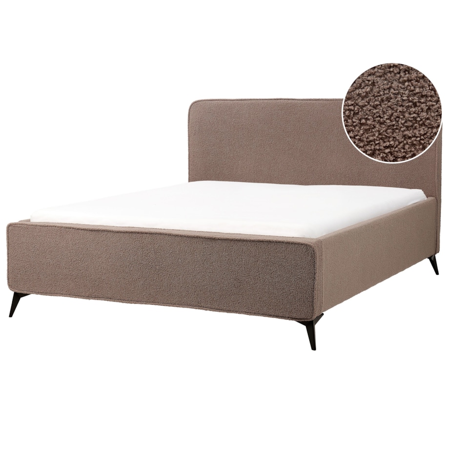 Łóżko boucle 160 x 200 cm brązowe VALOGNES