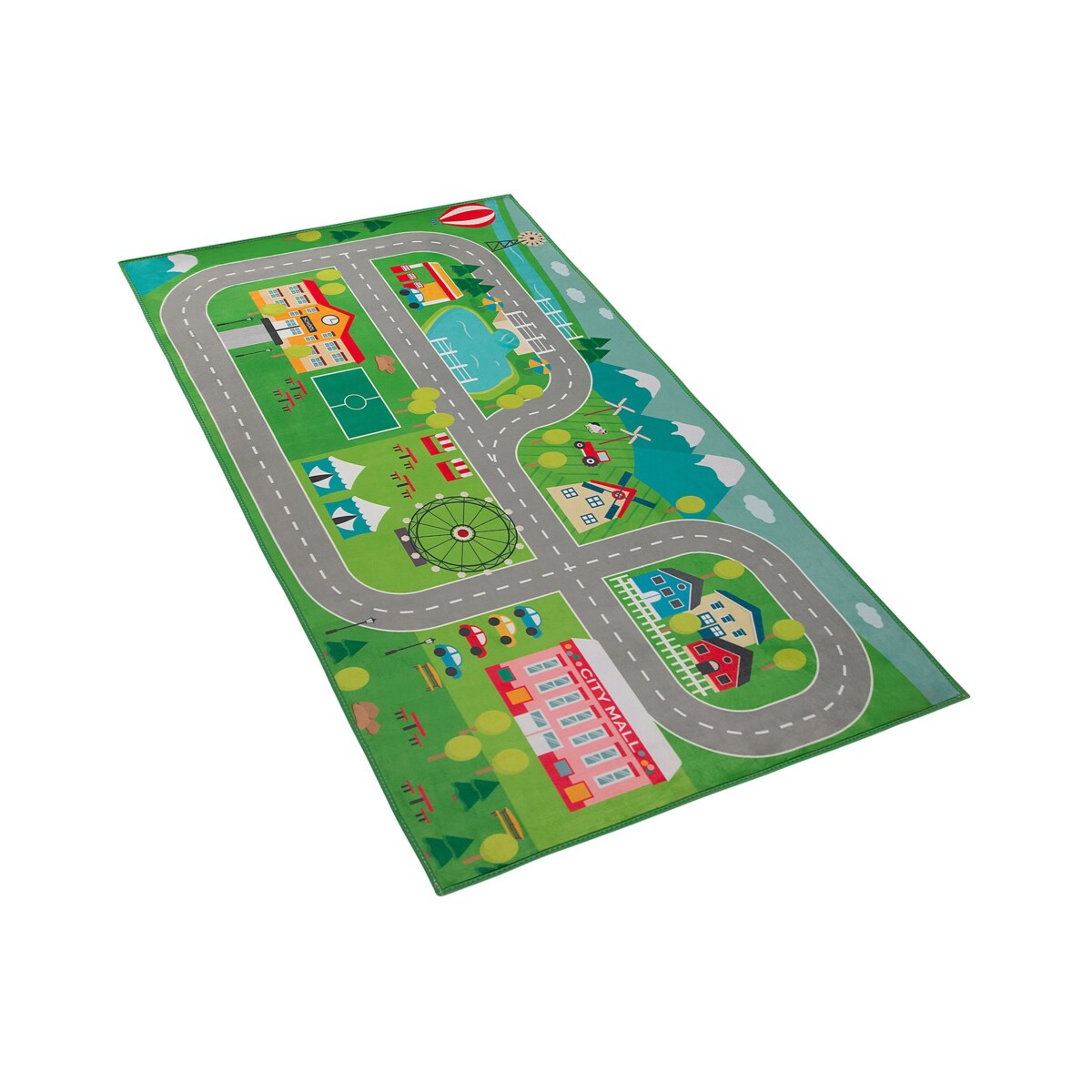 Dywan dziecięcy nadruk z miastem 80 x 150 cm SEBEN