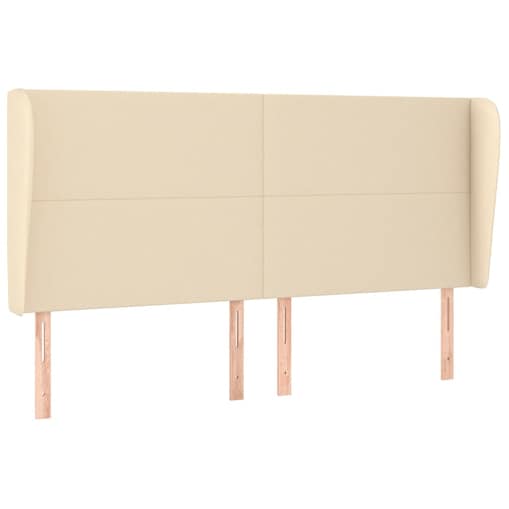 vidaXL Zagłówek uszak, kremowy, 183x23x118/128 cm, tkanina