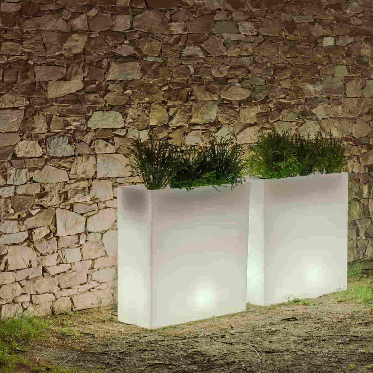 Podświetlana donica ogrodowa Junco LUMJN080SSNW King Home IP65 kostka biała