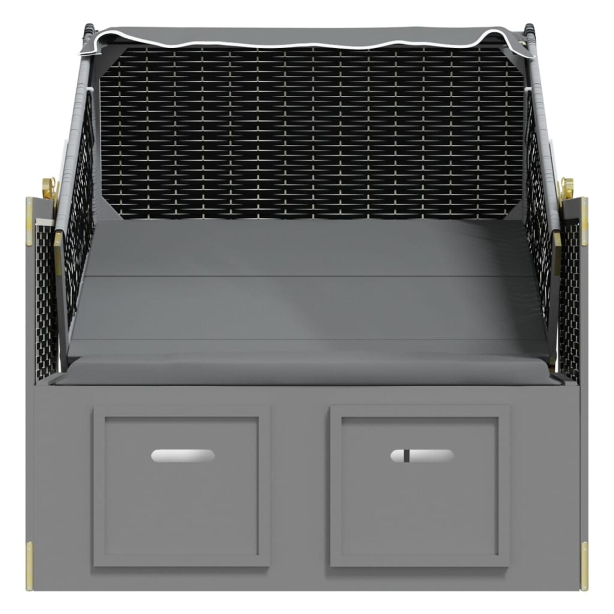 vidaXL Kosz plażowy z zadaszeniem, rattan PE i drewno, antracyt-czerń