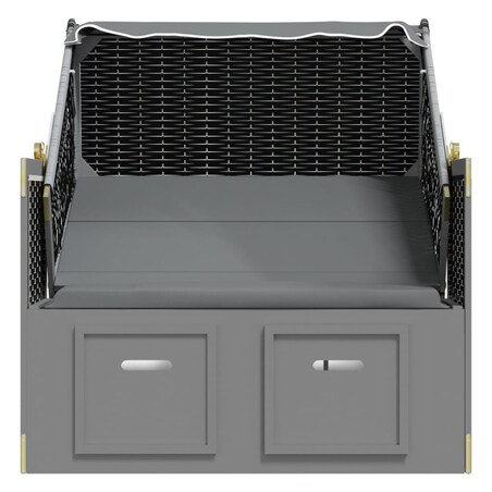 vidaXL Kosz plażowy z zadaszeniem, rattan PE i drewno, antracyt-czerń