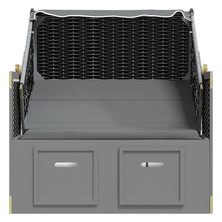 vidaXL Kosz plażowy z zadaszeniem, rattan PE i drewno, antracyt-czerń