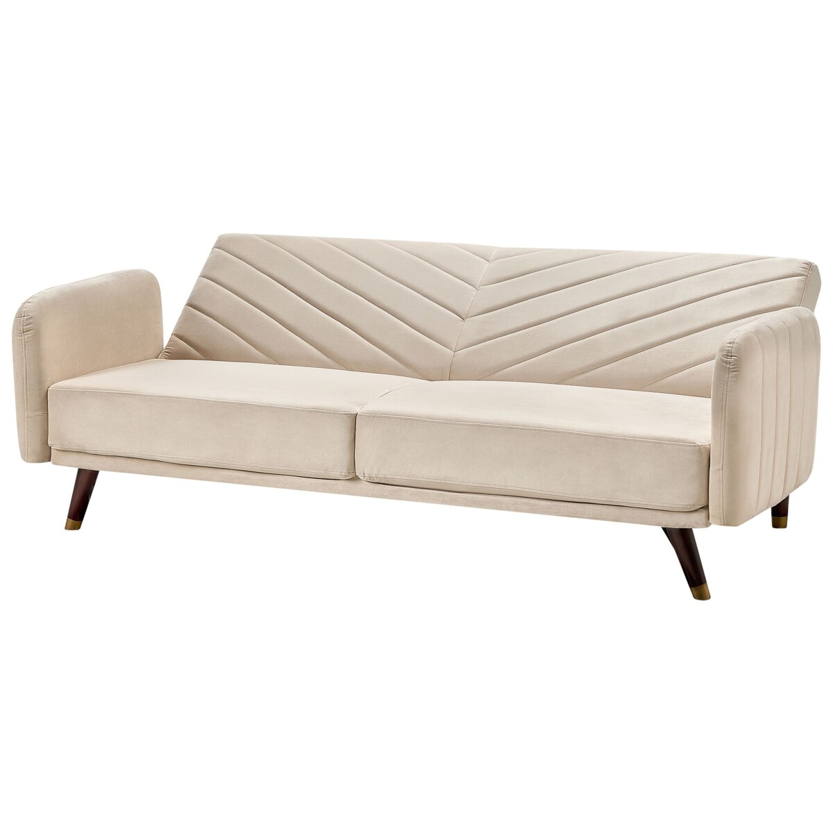 Sofa rozkładana SENJA Welur Beżowy dla 3 osób