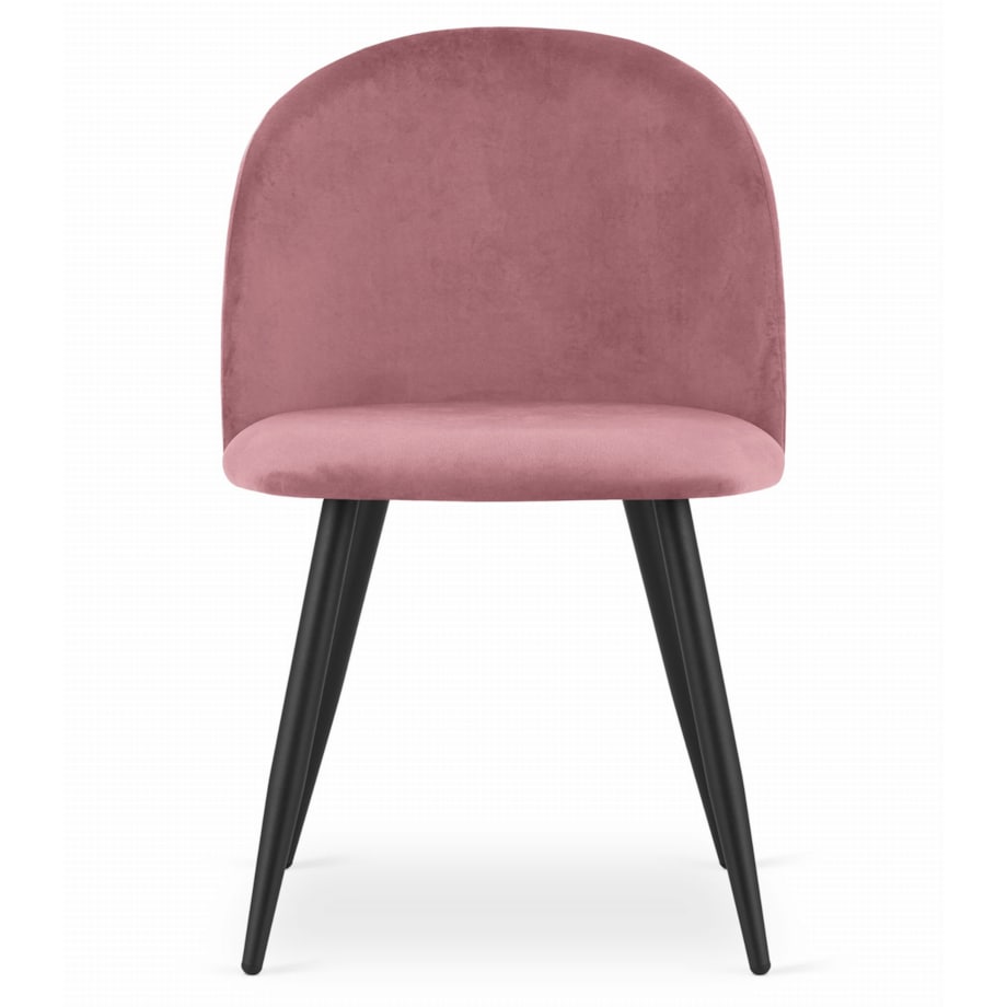 Krzesło Do Jadalni Kuchni Salonu Bello - Aksamit Ciemny Róż / Nogi Czarne