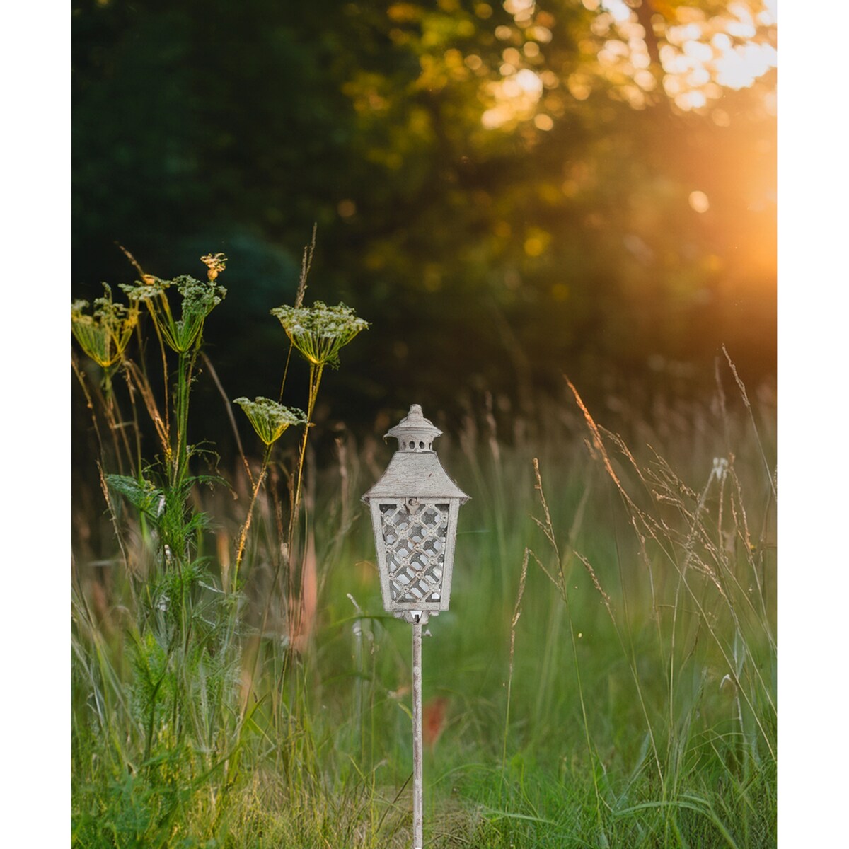 LAMPION LATARNIA OGRODOWA DO WBICIA W GLEBĘ TRAWNIK SZARY METALOWY LOFT