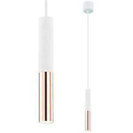 Industrialna LAMPA wisząca Slimi S Bianco / Rose Gold Orlicki Design tuba OPRAWA metalowa zwis LED 3,5W biały różowe złoto