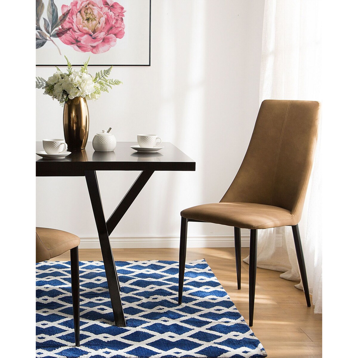 Zestaw 2 krzeseł do jadalni ekoskóra jasnobrązowy CLAYTON