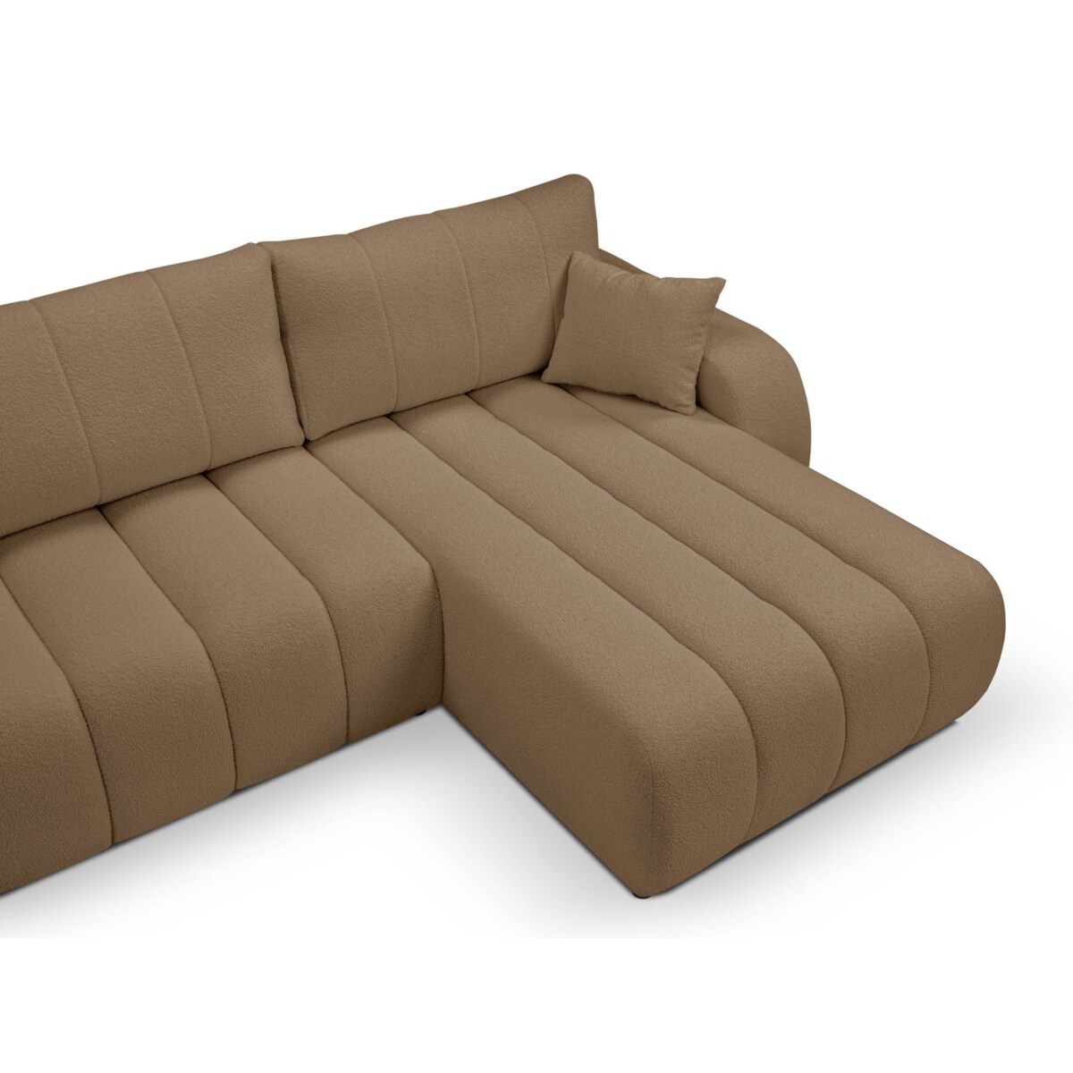 Narożnik z funkcją spania ALOO, prawostronny, tkanina boucle-brązowa