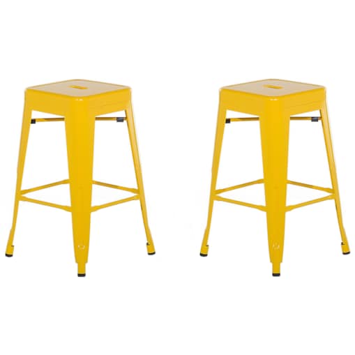 Zestaw 2 stołków barowych metalowych 60 cm żółty CABRILLO