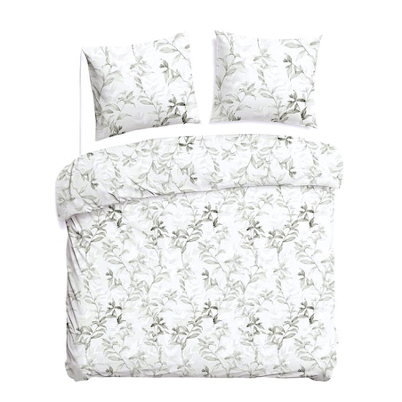 Pościel bawełniana 160x200 Verdea w zielone liście i kwiaty, Cottonlove