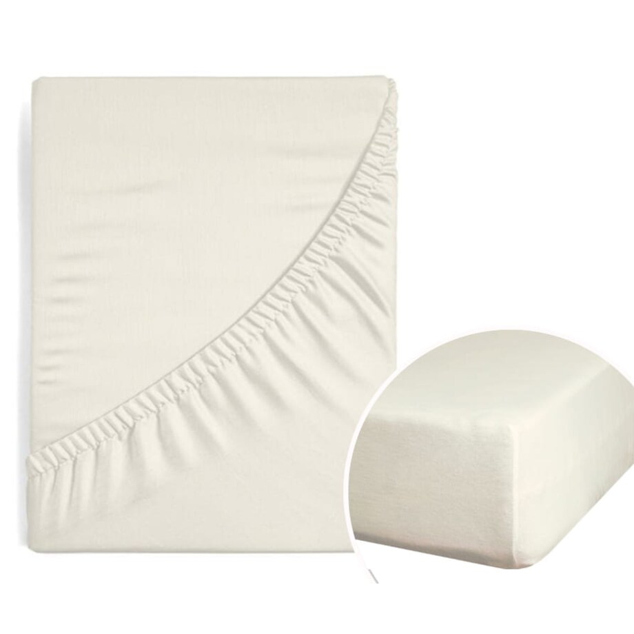 Prześcieradło z Gumką Satynowe 220 x 200 Kremowe