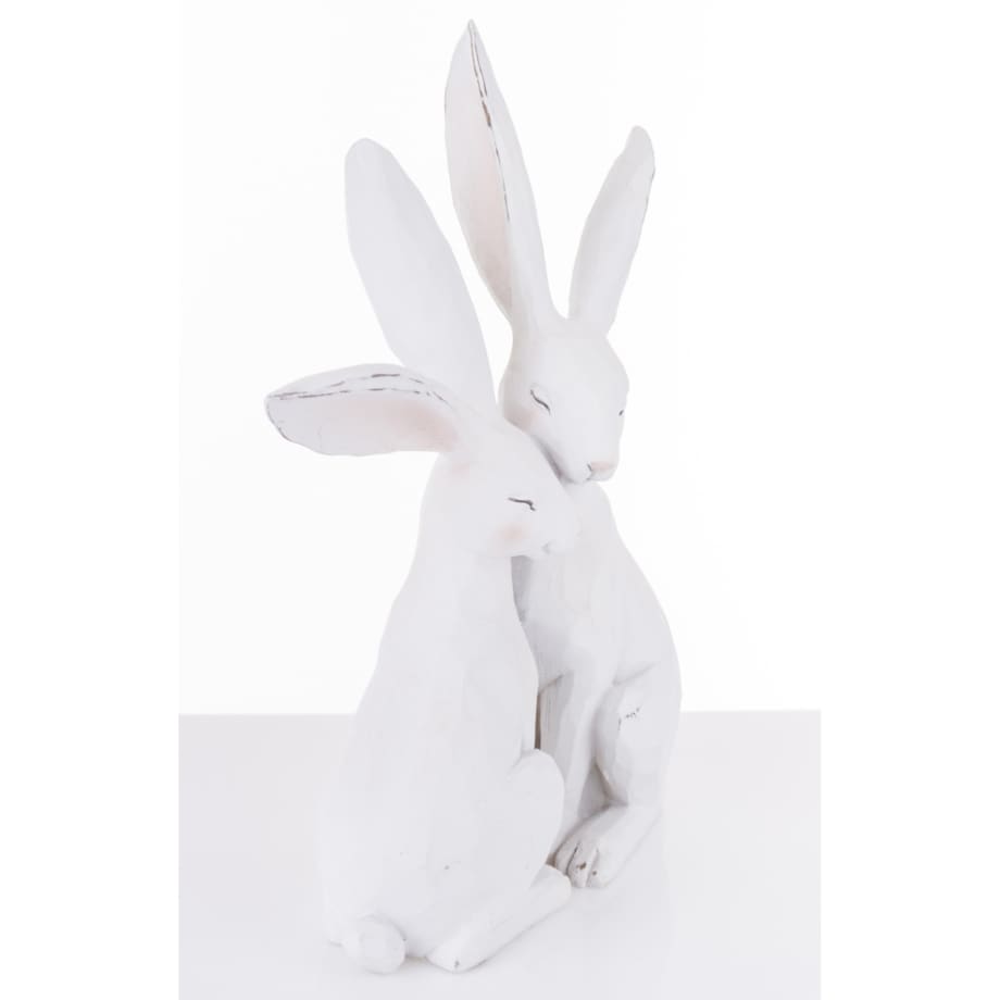Dekoracja - figurka 2 białe ZAJĄCZKI 30x26x9 cm