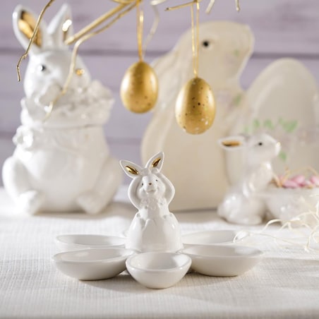 VILLA ITALIA Talerz na jajka ceramiczny z zajączkiem 21 cm BUNNY