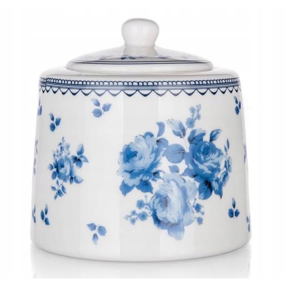CUKIERNICZKA W KWIATY niebieskie pojemnik na cukier ceramika decor