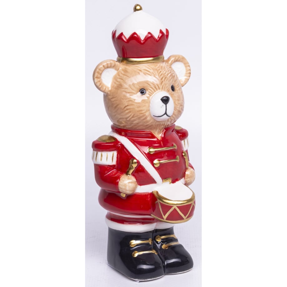 Figurka niedźwiadek 16x7x7 cm USO z biało-czerwonym ciasteczkiem na głowie