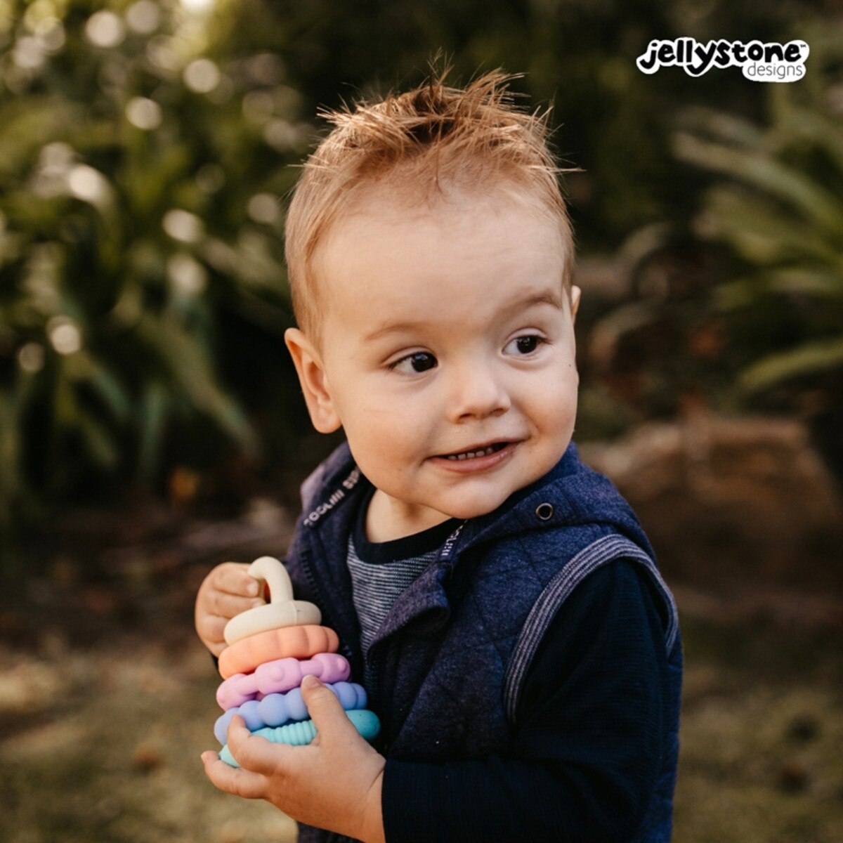 Silikonowy gryzak Mała Wieża, pastelowy, Jellystone