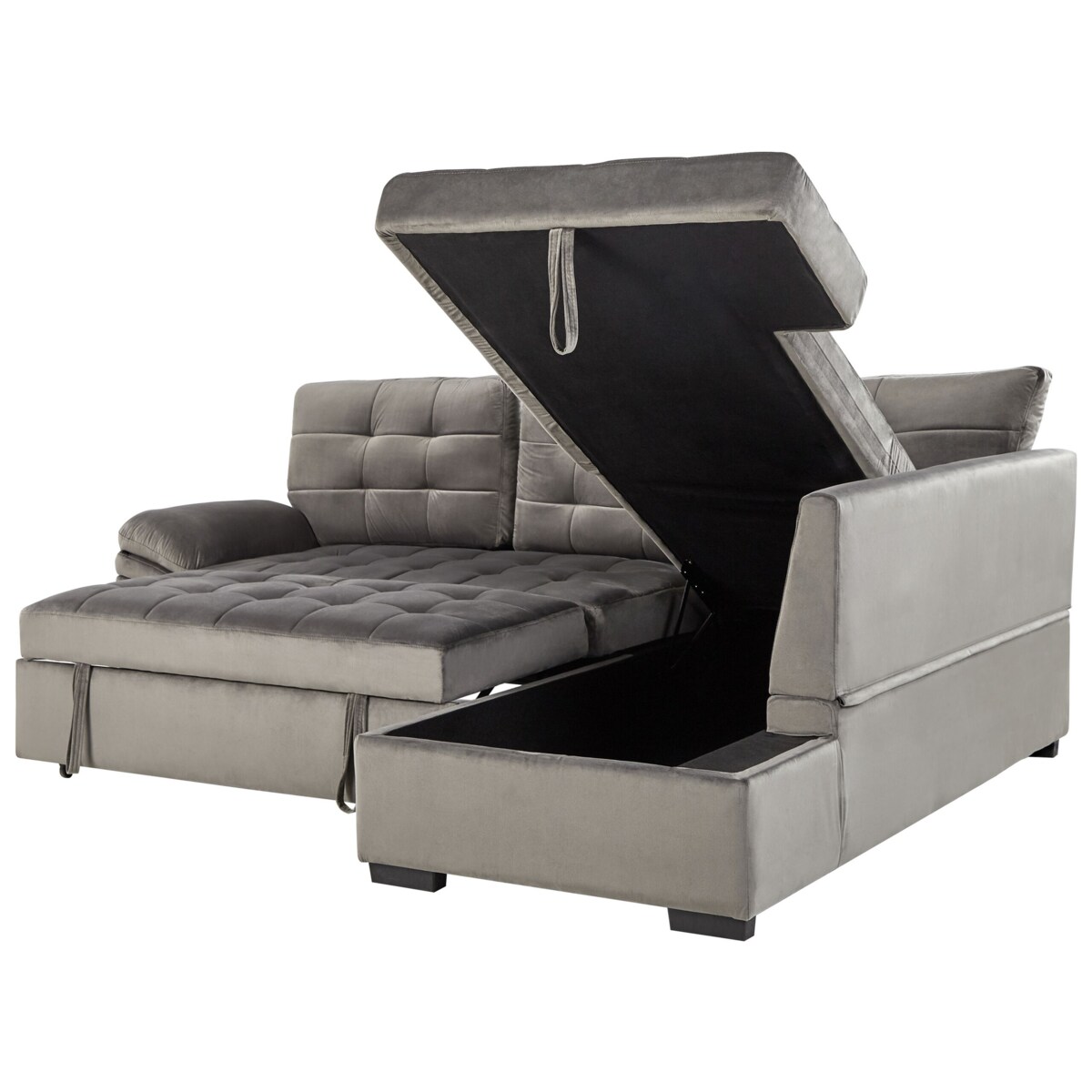 Narożnik welurowy lewostronny rozkładany szary VARNAMO