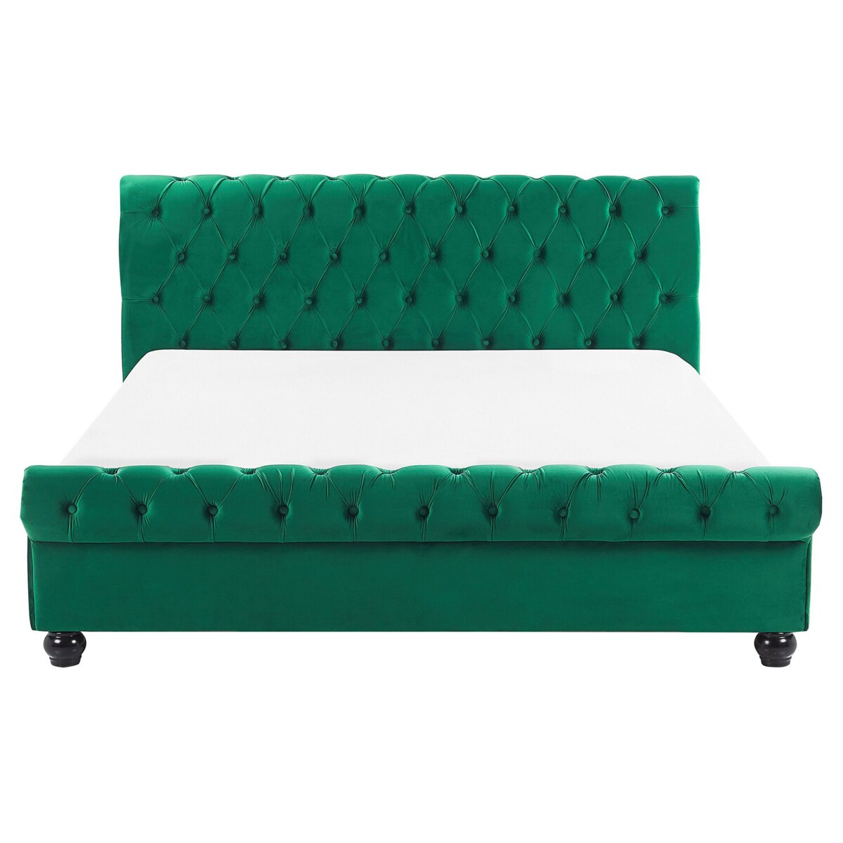 Łóżko welurowe 160 x 200 cm zielone AVALLON