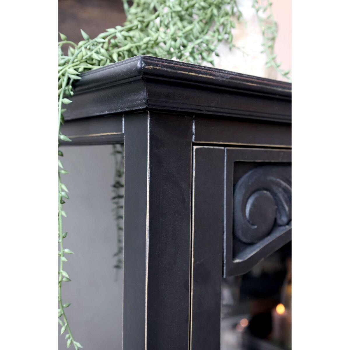 Witryna drewniana czarna postarzana Chic 170x97x41 cm