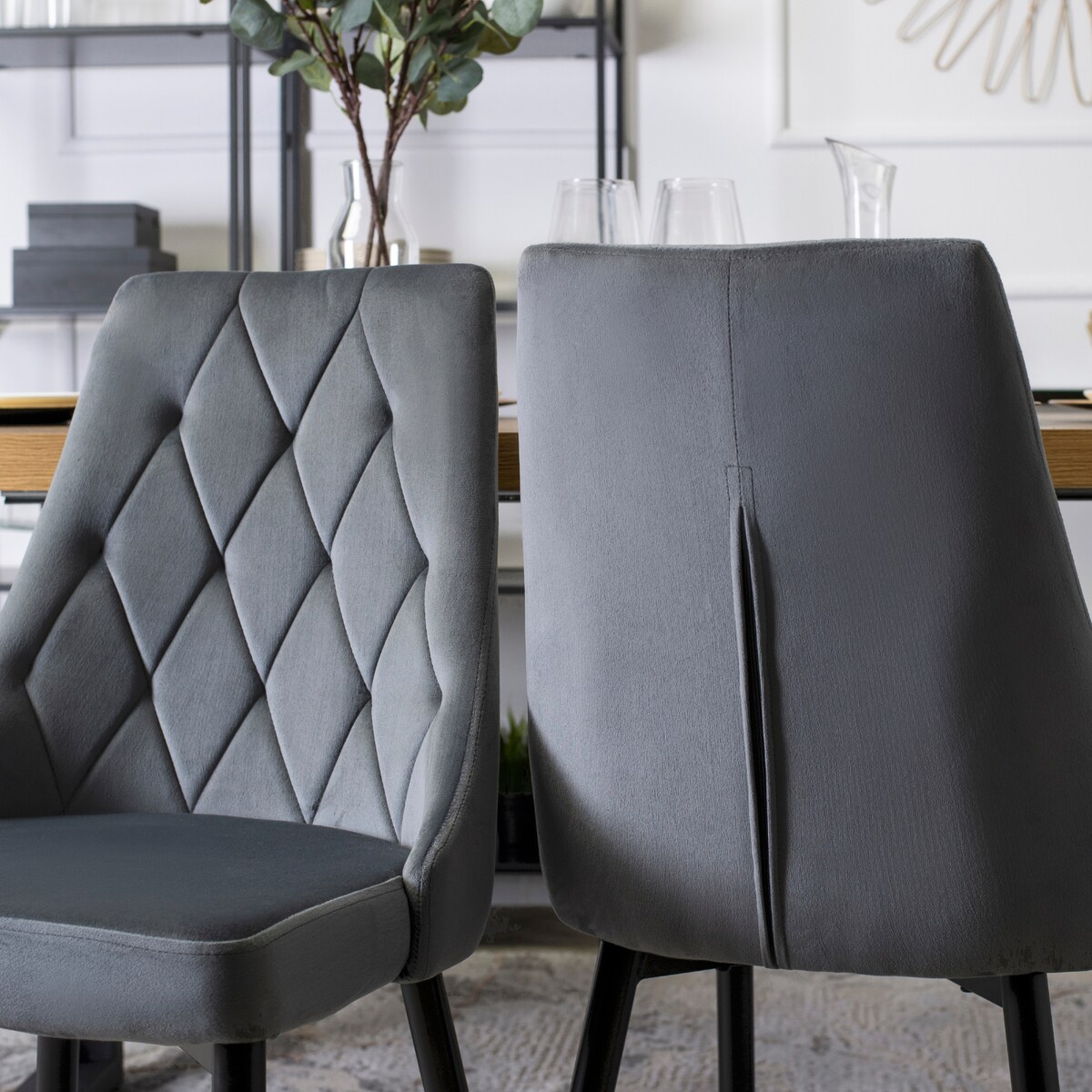 Krzesło Tapicerowane Welur Do Salonu Jadalni Nowoczesne Velvet Szare CORK