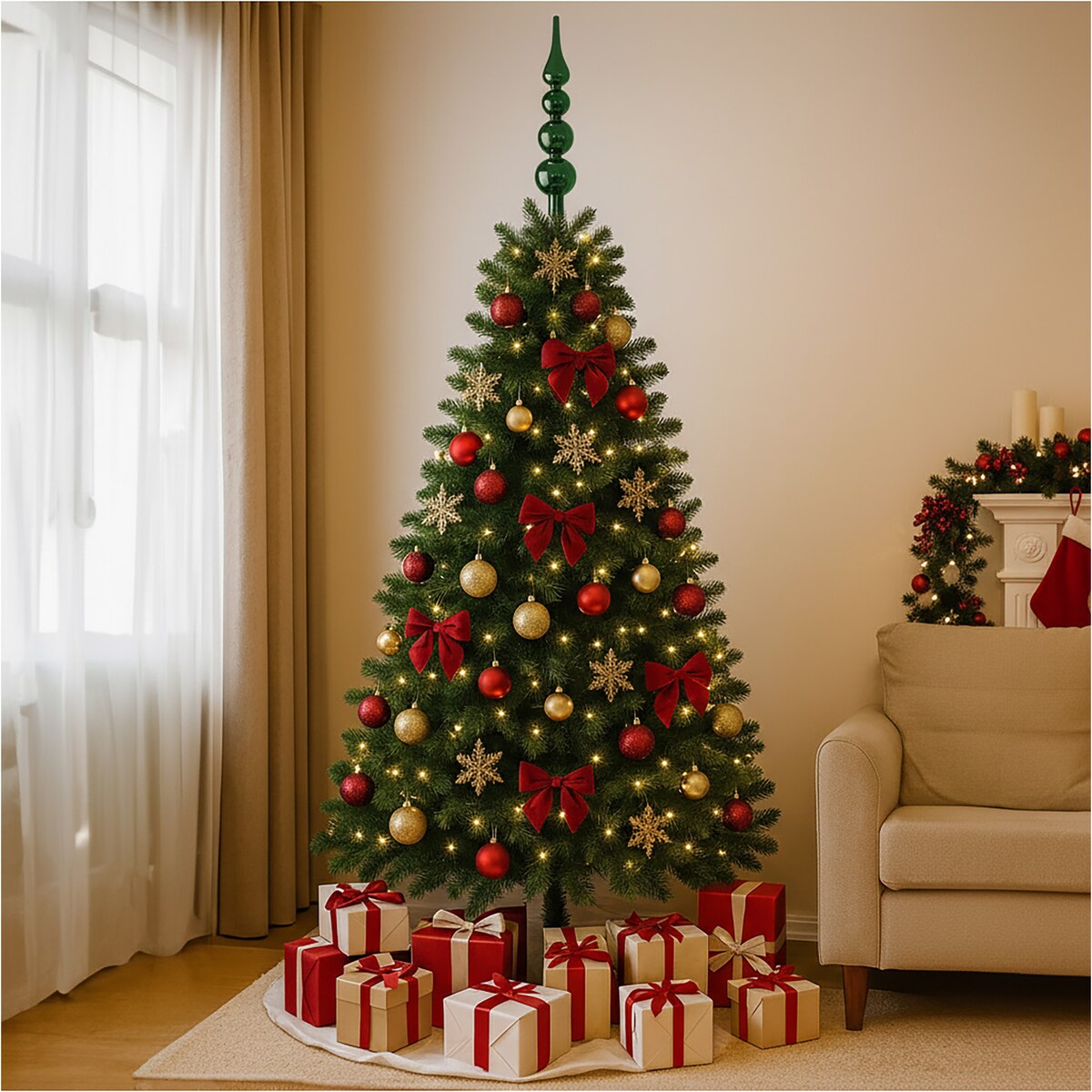 Czubek Na Choinkę Szpic Dekoracja Świąteczna Ozdobna Szklana 28 Cm Zielona