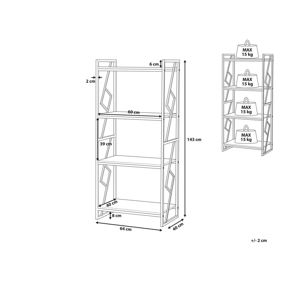 Regał 4 półki ciemne drewno FORRES