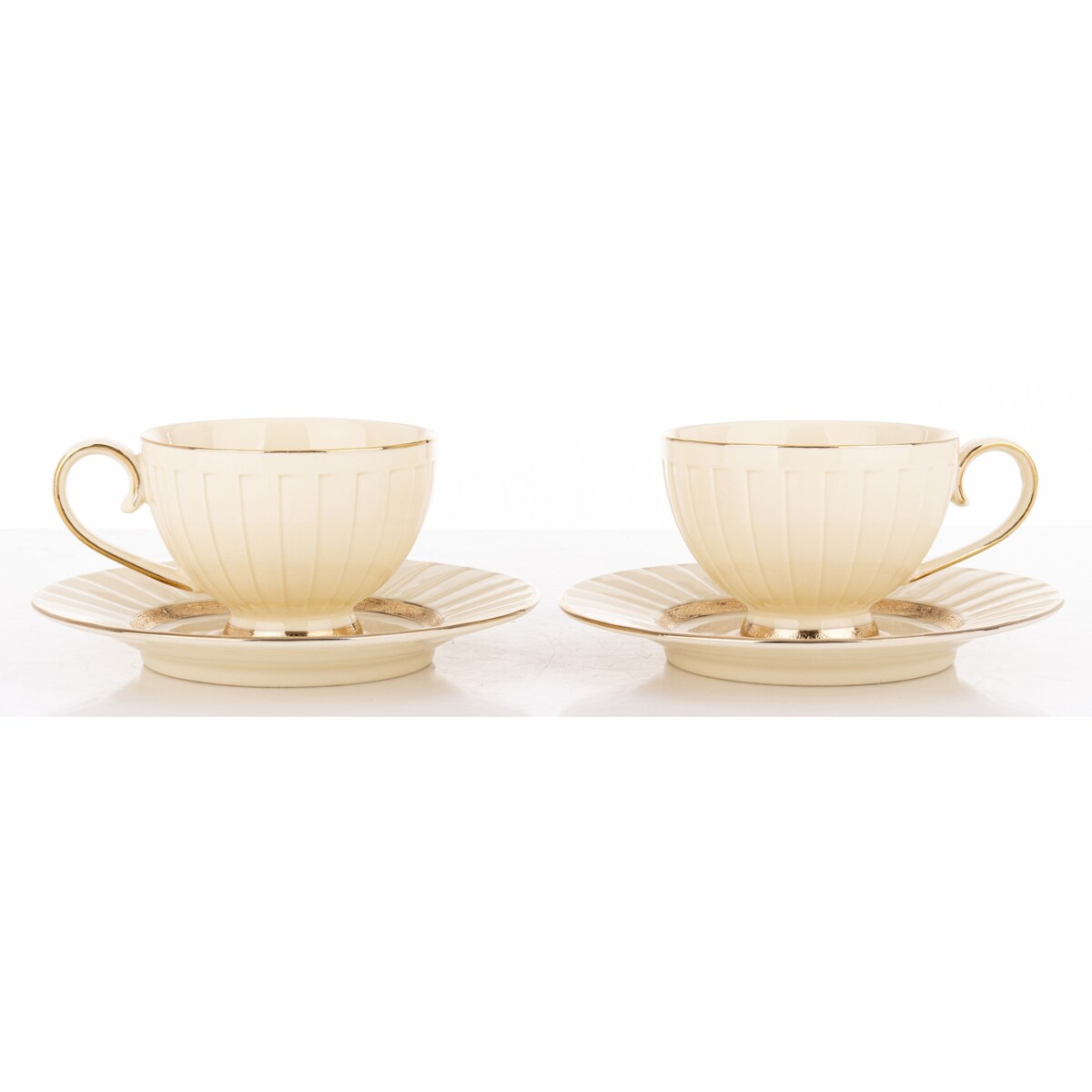 Filiżanka 2 szt. 7x9,5x12,5 cm 220 ml ze spodkiem Ø 16,5 cm TASSE-2 ecru i złoty