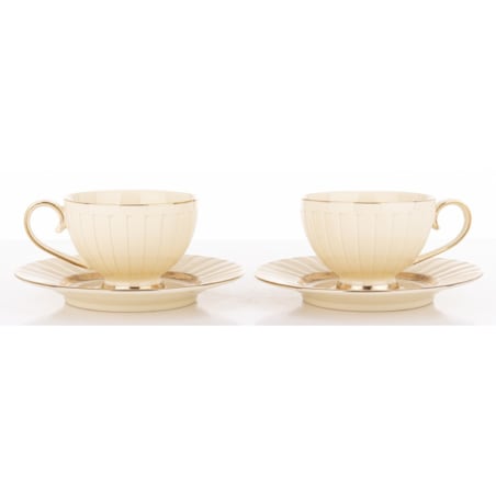 Filiżanka 2 szt. 7x9,5x12,5 cm 220 ml ze spodkiem Ø 16,5 cm TASSE-2 ecru i złoty