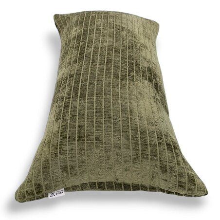 Ciemnozielona oliwkowa poduszka dekoracyjna w prążki 30x50 Lines