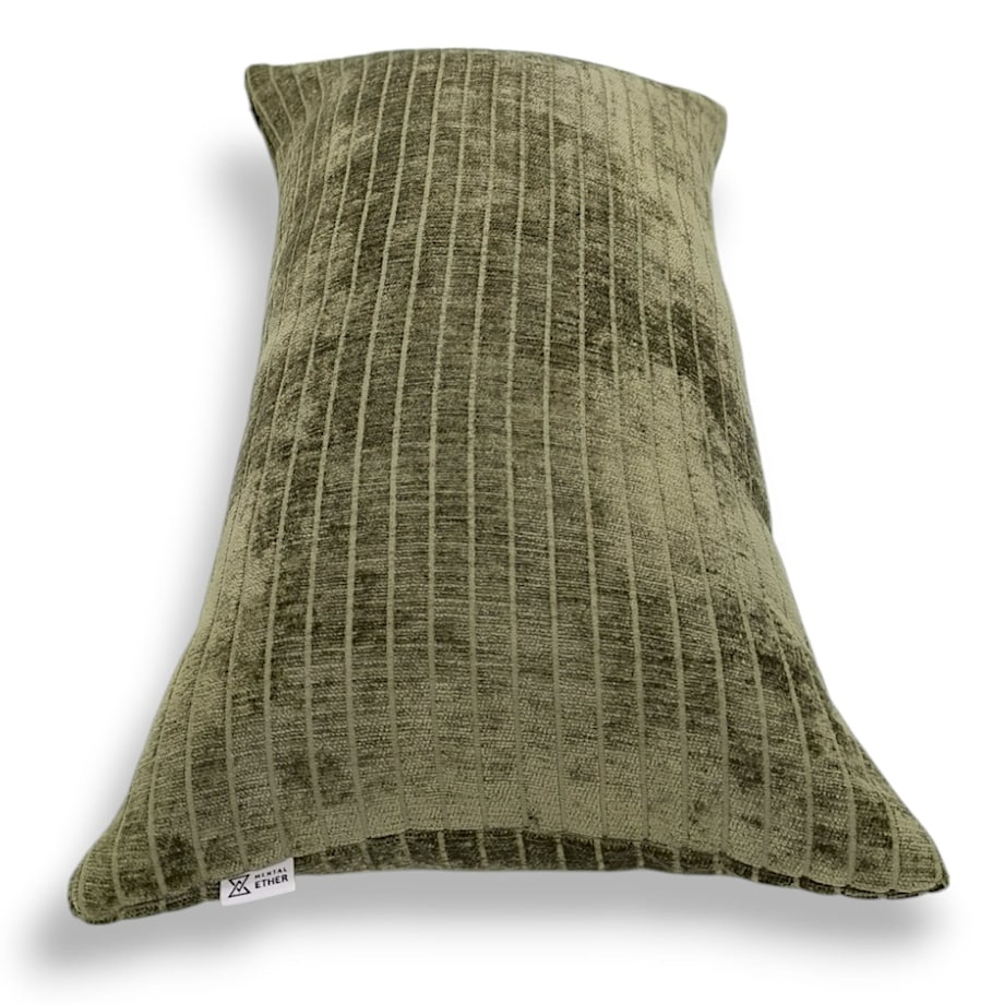 Ciemnozielona oliwkowa poduszka dekoracyjna w prążki 30x50 Lines