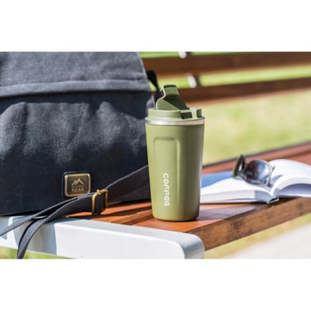 KUBEK PODRÓŻNY TERMICZNY termos 450 ml zielony na kawę herbatę do pracy