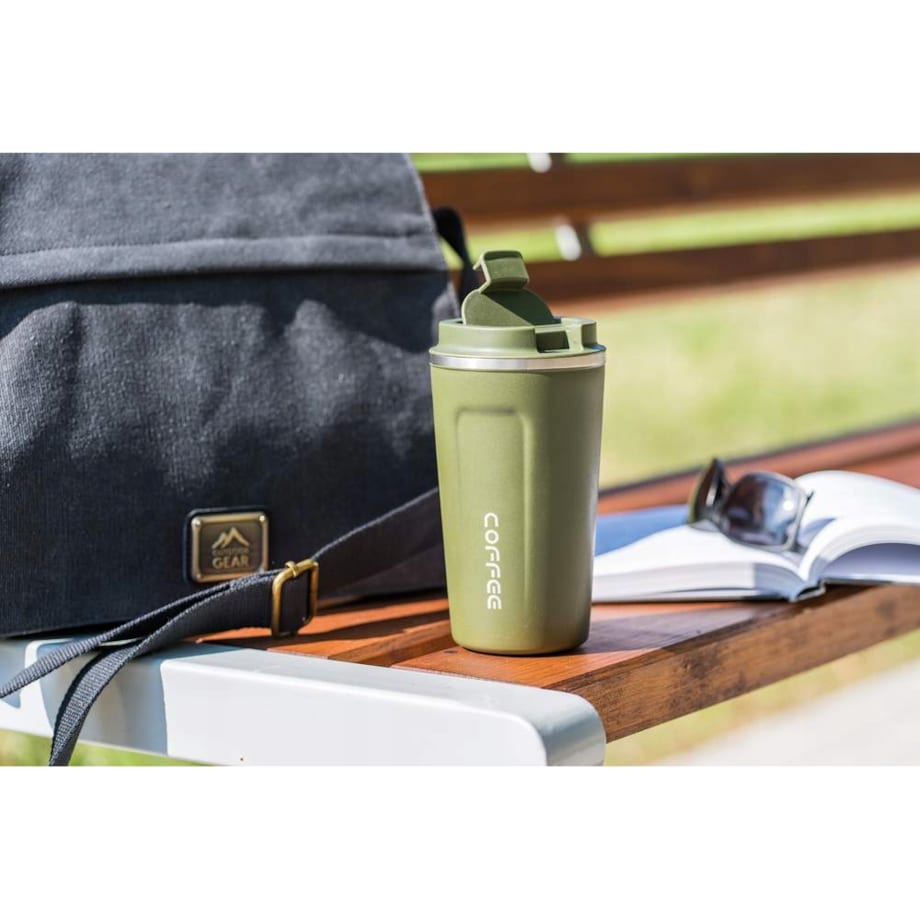 KUBEK PODRÓŻNY TERMICZNY termos 450 ml zielony na kawę herbatę do pracy