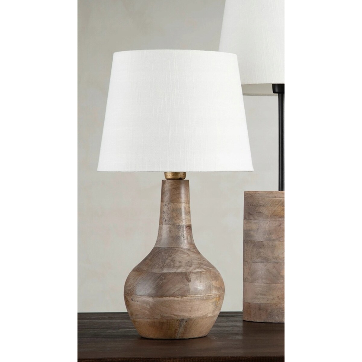 LAMPA STOŁOWA BOHO DREWNIANA E27 34cm NOCNA DO SALONU SYPIALNI BEZ KLOSZA