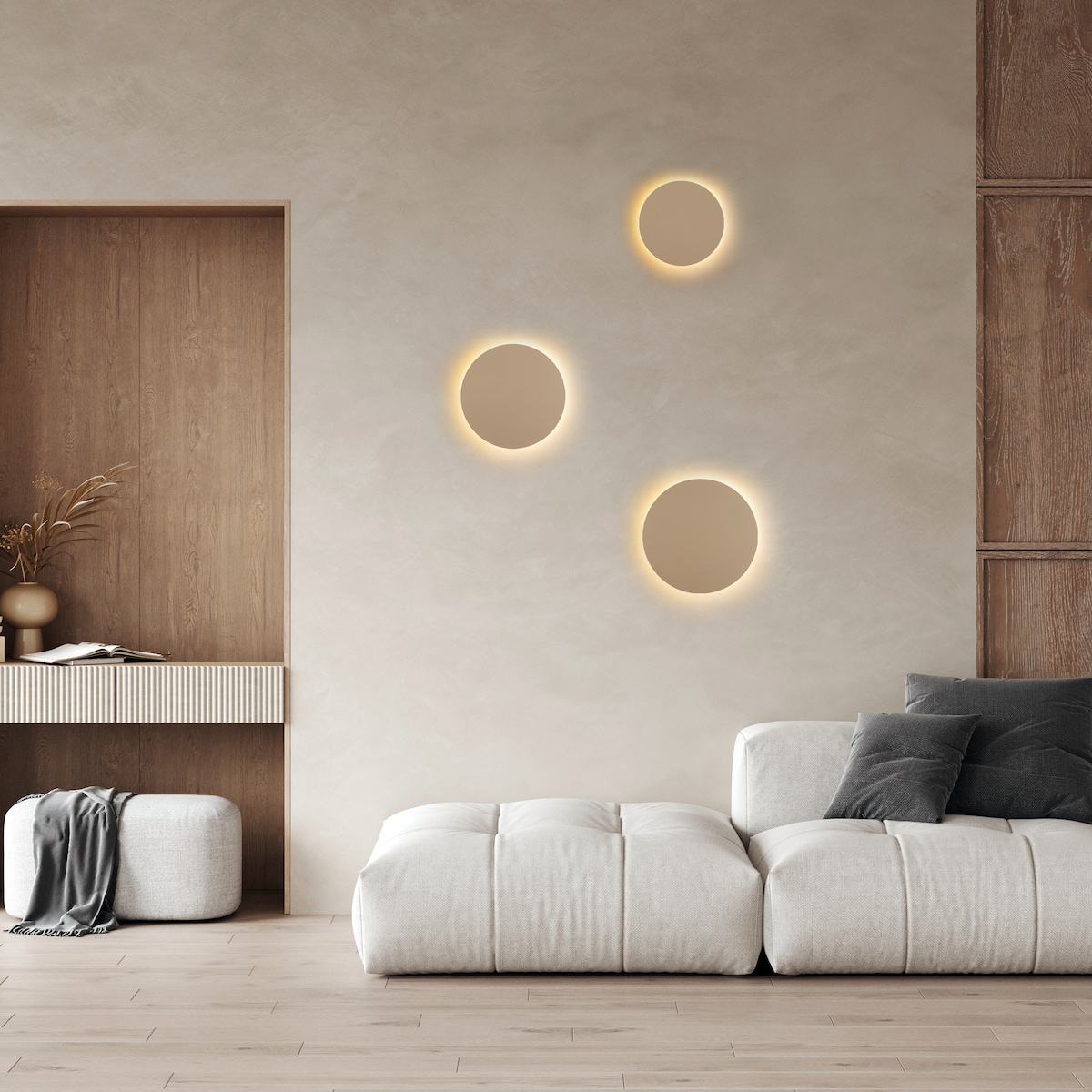 Lampa ścienna kinkiet TK Lighting LUNA SABIA 300 beżowa 30x30 cm 3xG9 nowoczesna do salonu sypialni