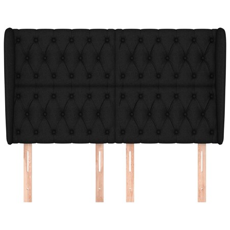 vidaXL Zagłówek uszak, czarny, 163x23x118/128 cm, tkanina