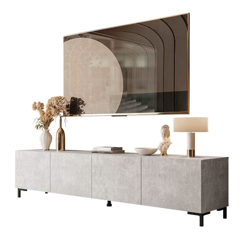 Szafka RTV COLGANTE 200 beton nogi plastikowe czarne