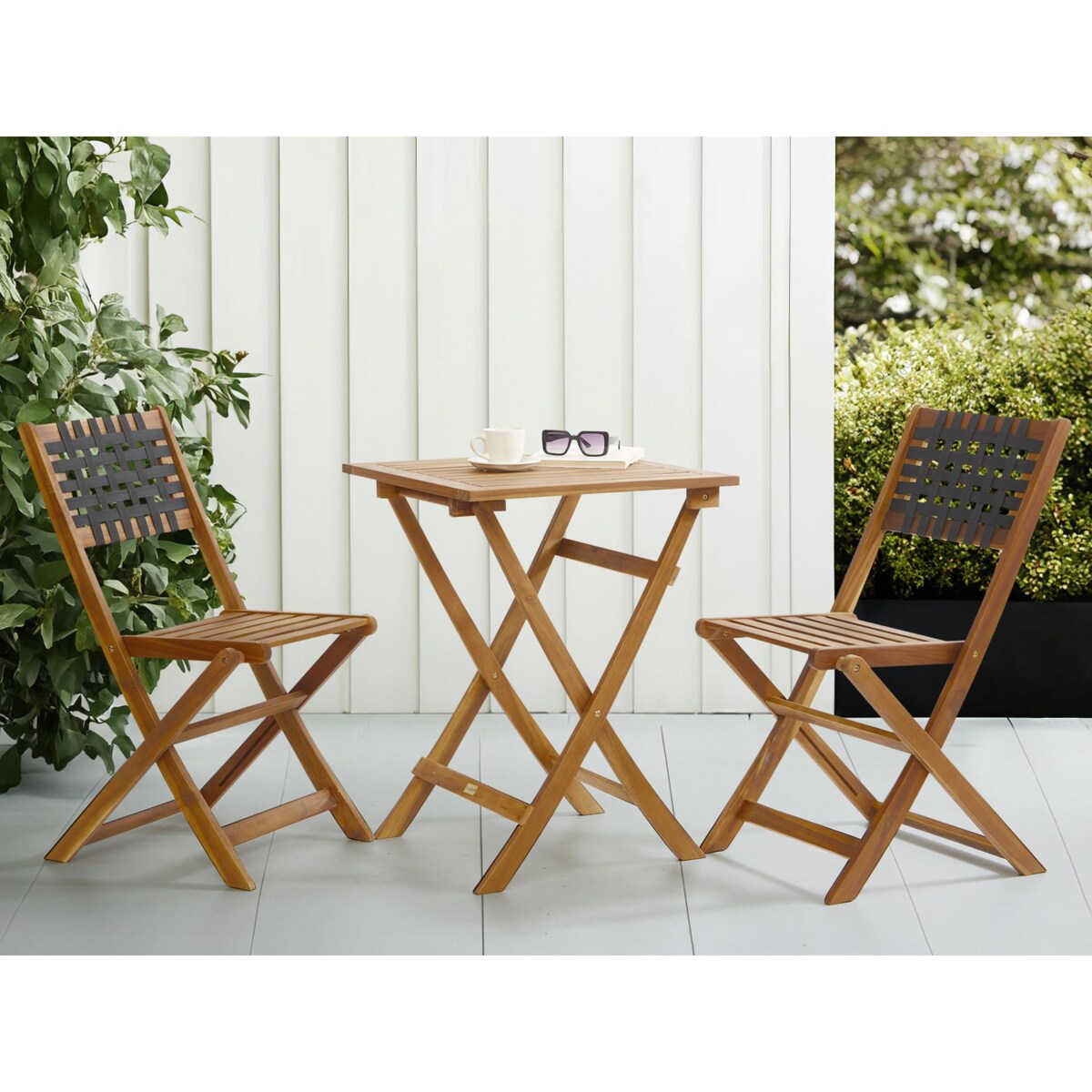 Zestaw mebli balkonowych CONIOLO Drewno akacjowe Brązowy/ czarny