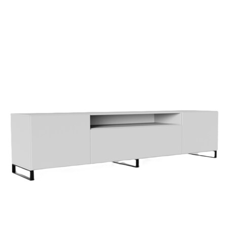 Szafka RTV LION 200 cm na metalowych nogach, do pokoju gościnnego-biała