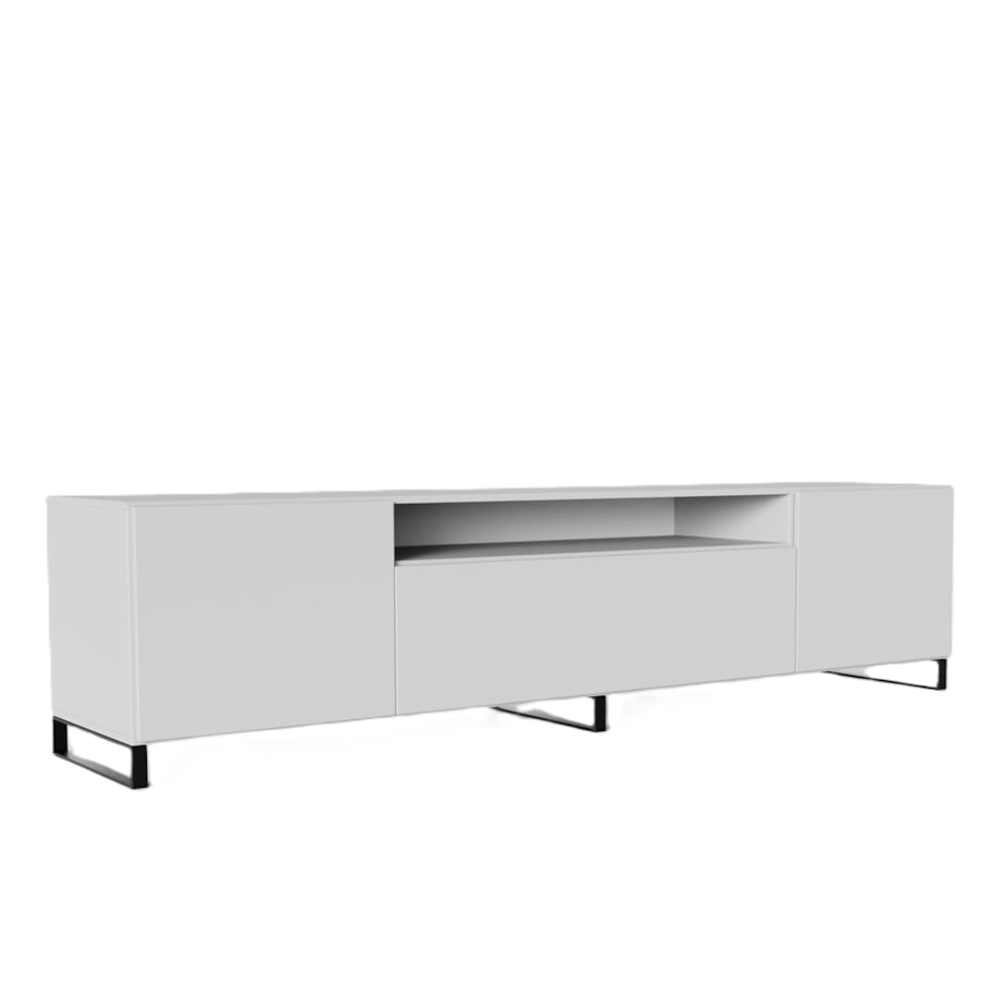 Szafka RTV LION 200 cm na metalowych nogach, do pokoju gościnnego-biała