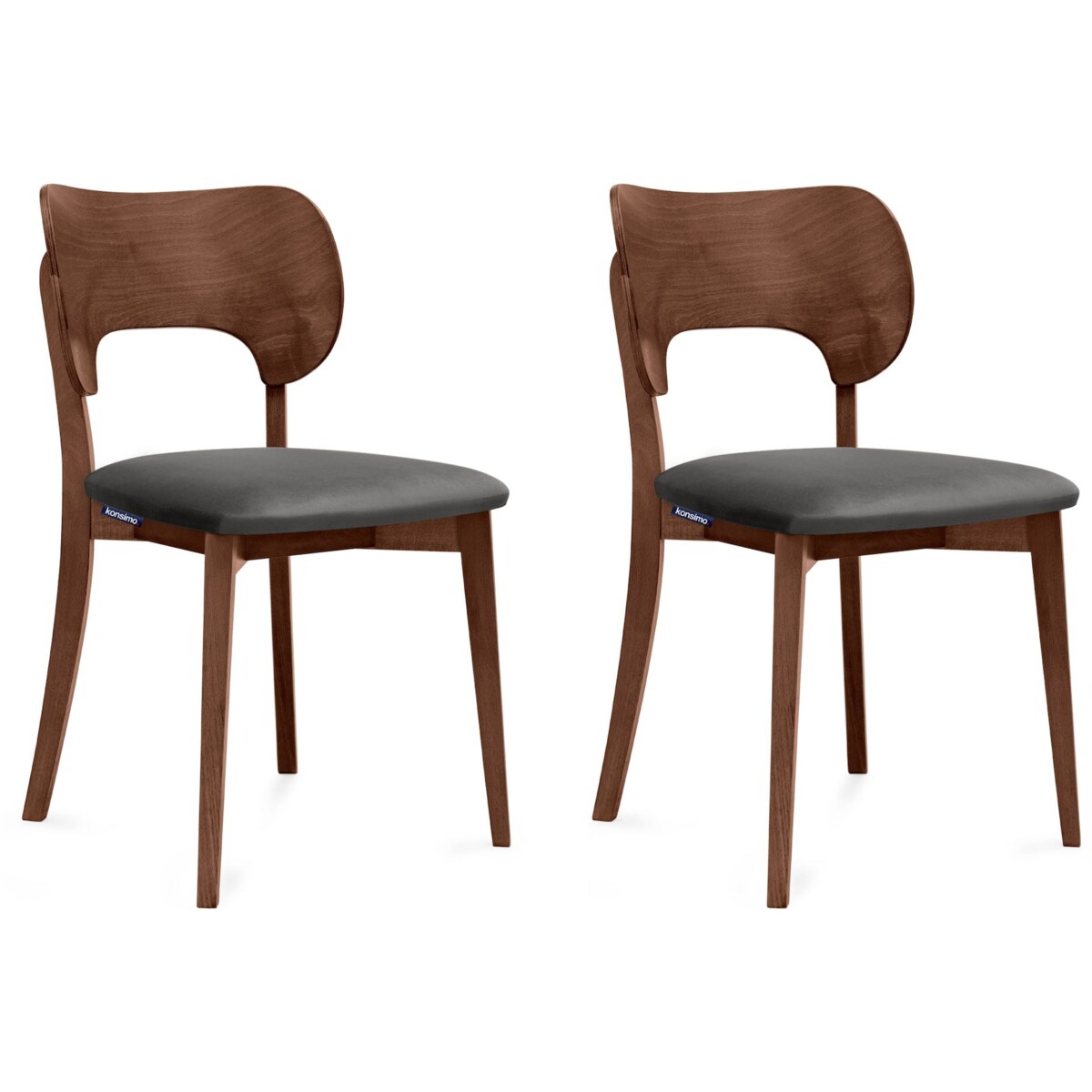 KONSIMO LYCO Krzesła loftowe, orzech ciemnoszary, 2 szt