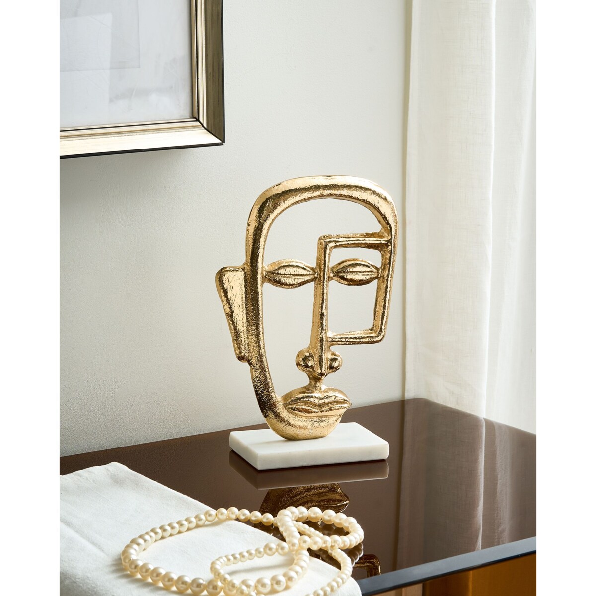 Figurka dekoracyjna Twarz MOSKO Metal Złoty